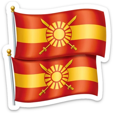 combine half the macedonian flag with half the polish flag so there is an even amount of each in the one flag. keep the colours of the flags the same do not merge them. just cut half of each and put them together, the polish flag is this 🇵🇱 and macedonian is this 🇲🇰 sticker