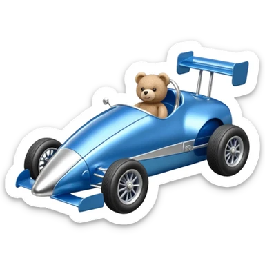  Metallic blue and lightly chrome Antique-looking shopping cart sized race car for teddy bear with custom aero body and rear wing  sticker