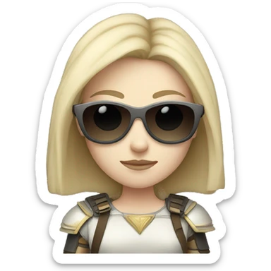Pale-skinned Girl warrior with dark sunglasses sticker