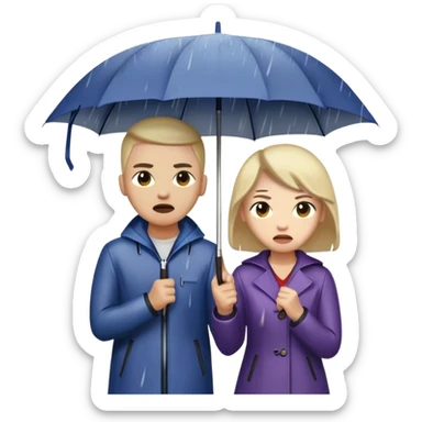 A person stands in the rain holding an umbrella, while another person outside of the umbrella (the narcissist) screams at the storm, getting drenched. The first person looks calm and dry, choosing to protect themselves rather than fight the uncontrollable.  sticker