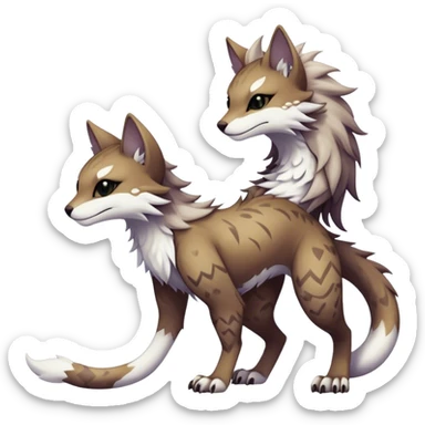 Kawaii dark edgy fantasy ethereal feline-vernid-sergal-fursona animal creature with a tufted tail full body with intricate markings  sticker