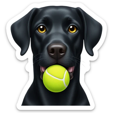 Black Labrador Retriever with tennis ball sticker