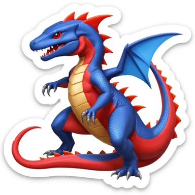 Salandit-Salamence-Garchomp-Fakémon-hybrid-creature (full body)  sticker