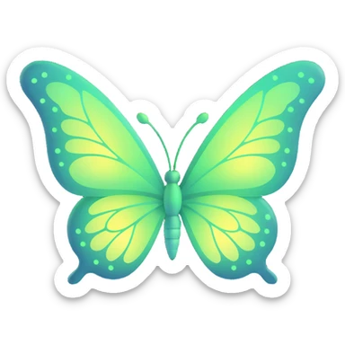 elegant enchanted butterfly with luminous green #c0ff53 wings, soft gradient glow, magical light bursts, surrounded by shimmering particles, floating gracefully, transparent background, 3D cartoon fantasy digital art sticker