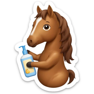 A horse holding johnson baby body lotion sticker