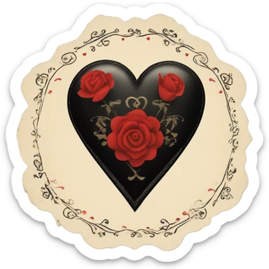 vintage valentine’s day card black red sticker