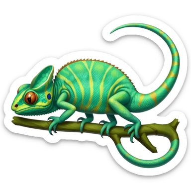 Realistic turquoise green Veiled Chameleon sticker