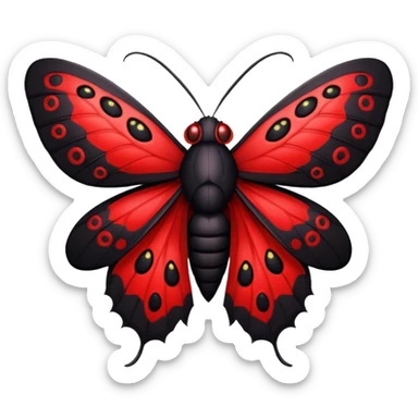A sexy black and red moth with glowing red eyes sticker