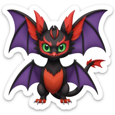  Noibat-Noivern-Trico-Nargacuga-Litten-Hybrid with huge bat wings for ears sticker