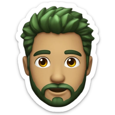 hombre de pelo oscuro, barba, y ojos verdes Junto a un dinosaurio sticker