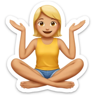 regular yellow emoji blushing with a slight smile eith hands on face eith no body just feet the head and the hands. hands on face on the bottom sides with feet in the back while blushing sticker