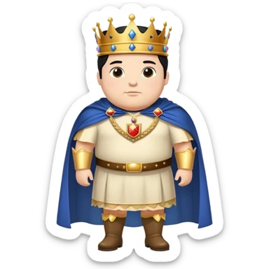 Full body of chubby Francisco I with black hair, royal king standing in royal attire with crown and cape sticker