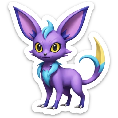 Shiny Cute Noibat-Noivern-Espeon-Silvally-Fakémon-hybrid-creature (full body)  sticker