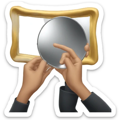 Holds a realistic mirror in his hand sticker