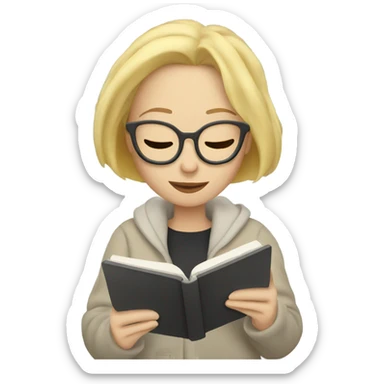 Cozy blonde woman reading on a kindle sticker