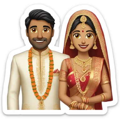 Indian groom and bride sticker