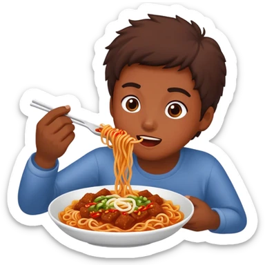 eating spicy buldak noodles  sticker