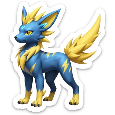 Feral Quadrupedal Digitigrade Luxray-Jolteon-Renamon-Manectric-fusion-hybrid-creature, full body  sticker