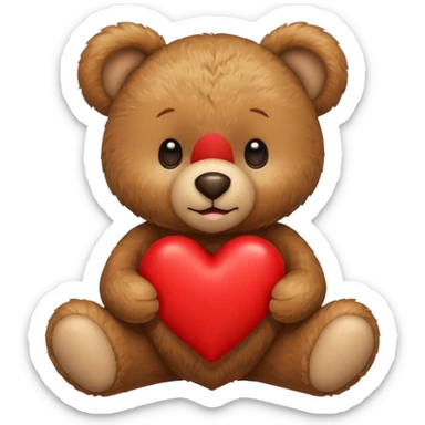 Teddy bear with a heart in her arms sticker