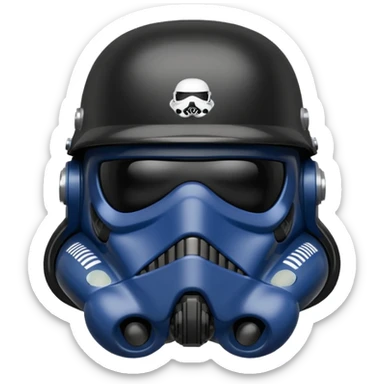 a blueberry wearing a black star wars death trooper helmet sticker