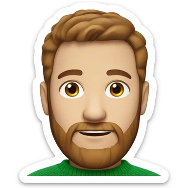 irish man blue eyes, brown short hair and short beard, wearing a smart jumper. sticker