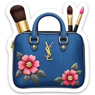 Make up kit ysl denim floral design sticker