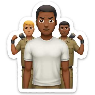 A black man taking a defensive stance against a group of aggressors sticker