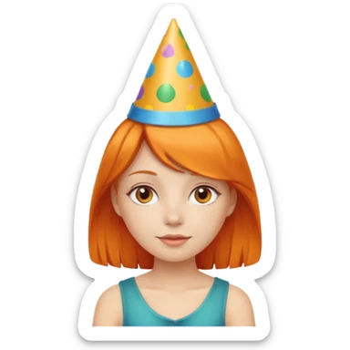 party hatted orange haired girl sticker