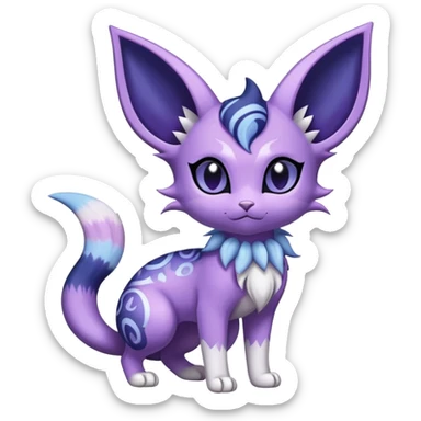 Shiny Exotic Cute Adorable Majestic Espeon-Purrloin-Delcatty-Meowstic-Hybrid-Creature with pattern-markings sticker