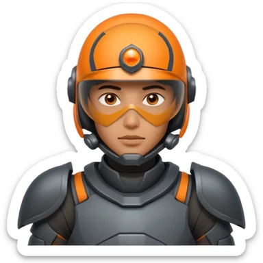 futuristic armored soldier human portrait, head and shoulders only, South Asian facial features, helmet visor, sci-fi armor details, 3D cartoon, mobile game icon style, clean background, no text, no watermark
 sticker