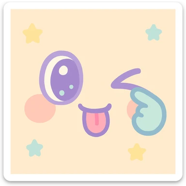 cute kawaii face pulling down one eyelid and sticking out its tongue, playful and mischievous sticker