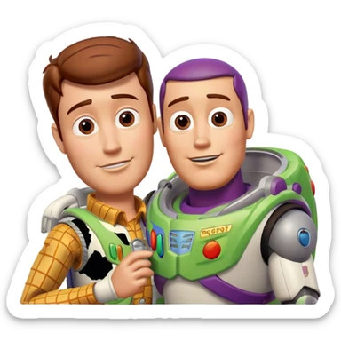 Woody and Buzz lightyear from toy story making sweet  devotion sticker