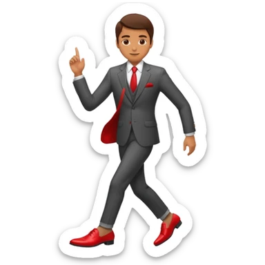 man with glasses wearing a suit and red shoes sticker