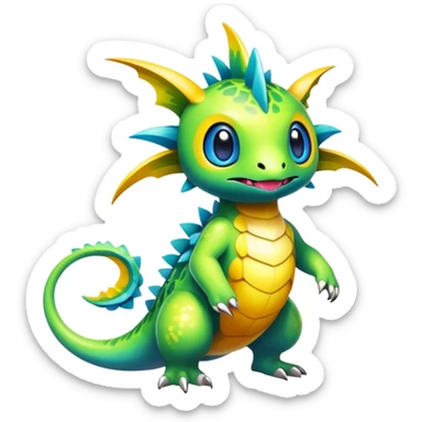 Exotic tropical shiny rare colorful epic cute Fakémon-creature, full body, with random markings sticker