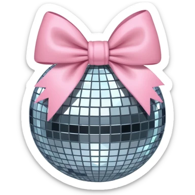 Disco ball with baby pink bow sticker