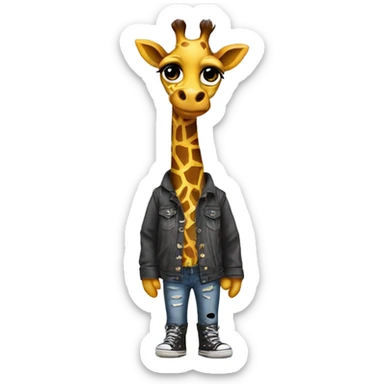 Giraffe with a grunge outfit on sticker