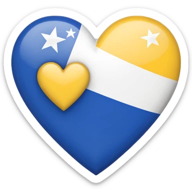 broken heart emoji with the Bosnian flag laid flat across the heart, featuring the flag's blue, yellow, and white colors, with the stars and diagonal stripe clearly visible on the heart sticker