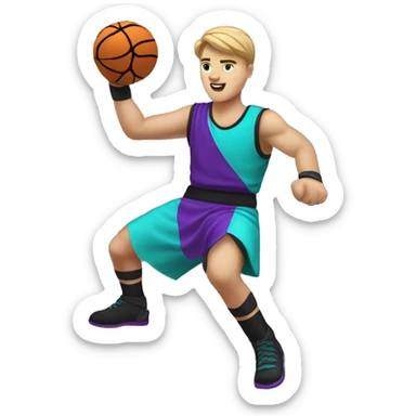 Caucasian youth gladiator playing basketball wearing purple black and aqua sticker