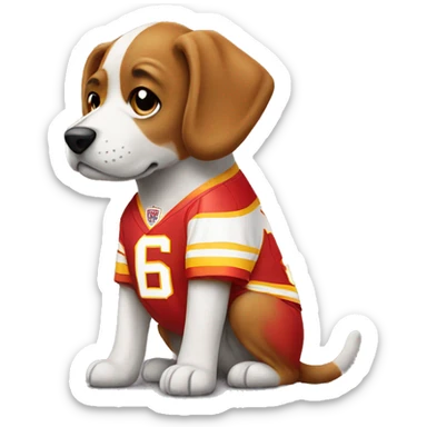 Dog wearing chiefs jersey sticker