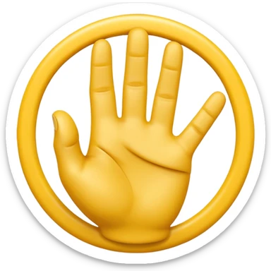 A 3D Apple-style yellow hand emoji, closed fist with only the index finger pointing upward, the finger making a circular motion as if drawing an imaginary circle in the air, dynamic curved motion lines around the finger to show the circular movement, smooth glossy texture, clean minimal background sticker
