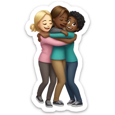 Hug three girlfriends sticker