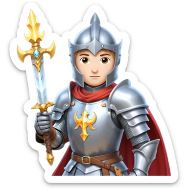 Battle mage: a knight in armor wielding both sword and magic sticker