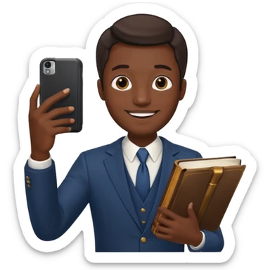 un homme saper swag avec une bible a la main qui fais un selfie  sticker
