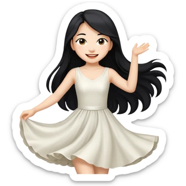 aisan girl with long black and white girl with blonde hair going to dance sticker