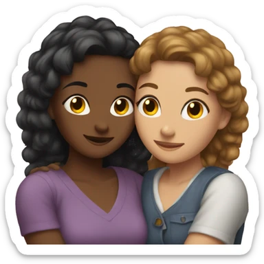 Two girlfriends hugging each other  sticker