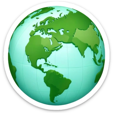 Earth globe with green continents forming a highly stylized, artistic version of the number 812, with exaggerated curves and shapes, iOS emoji style sticker