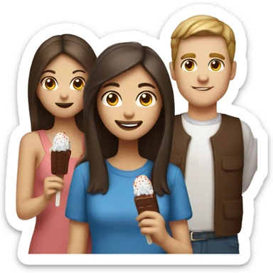 White guy with brown hair and blue eyes with Filipina girl couple eating chocolate popsicles sticker