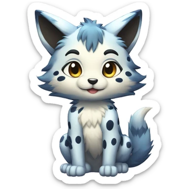 shiny, spotted, Kemono-style, Chibi, Anthro-Fur-Sona-Fakémon, Full Body sticker