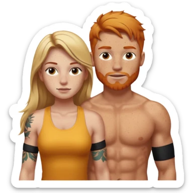girl with long blonde hair and tattoos next to an athletic masculine ginger girl  sticker