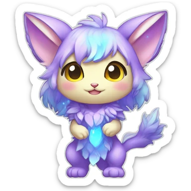Cute Kawaii Chibi Anthro Sona Colorful Ethereal Pretty see Godly Celestial Shiny Fakemon Full Body sticker